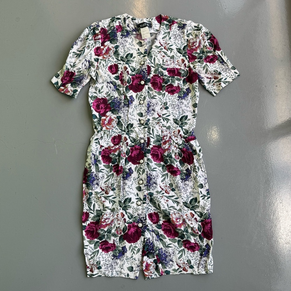Vintage All that Jazz Floral Dress 100% Rayon size 8
